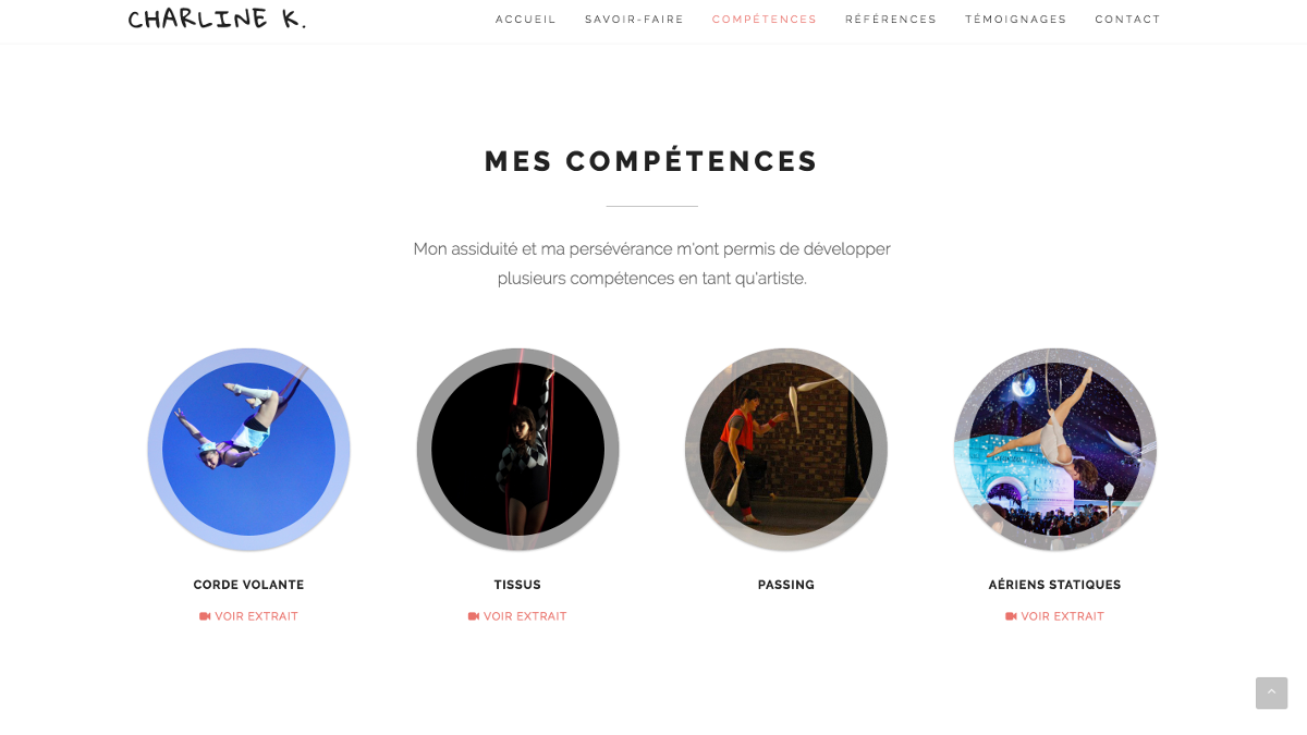 Capture d'&eacute;cran du Site de Charline Kandilian