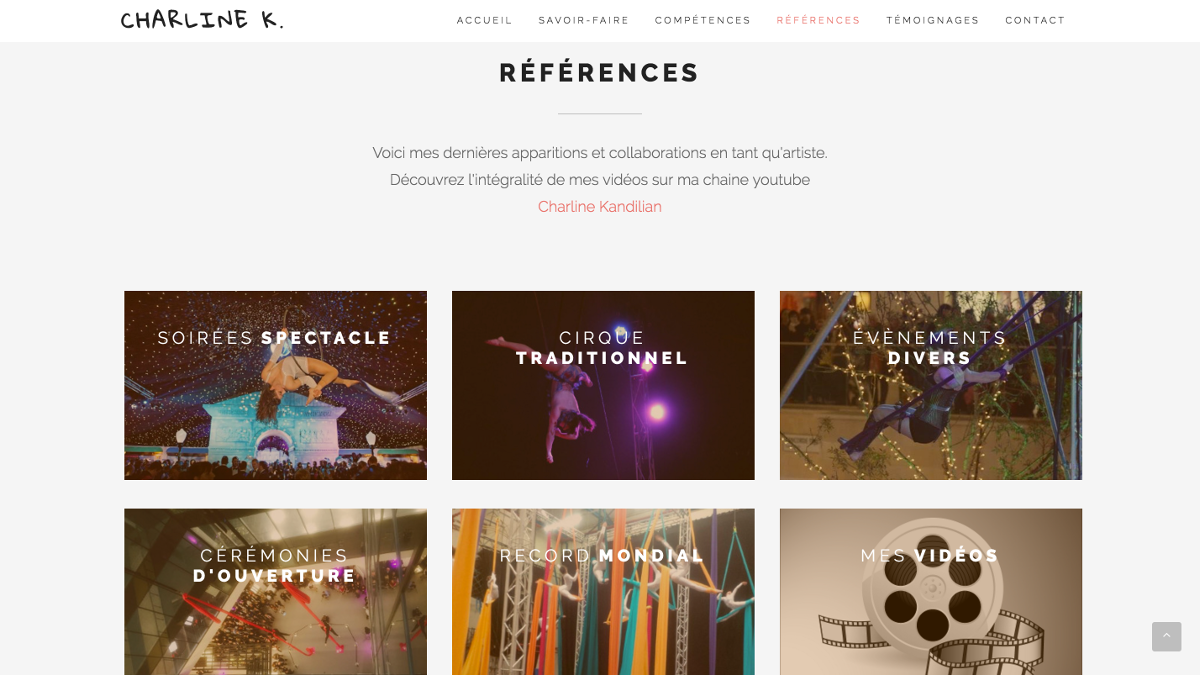 Capture d'&eacute;cran du Site de Charline Kandilian